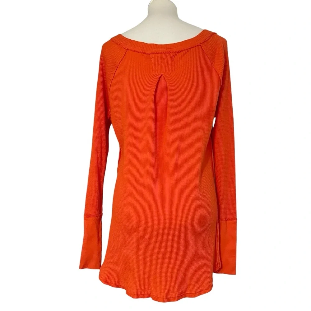 Free People Snowy Thermal Top‎ Ribbed Stretch Orange Women's Size XS